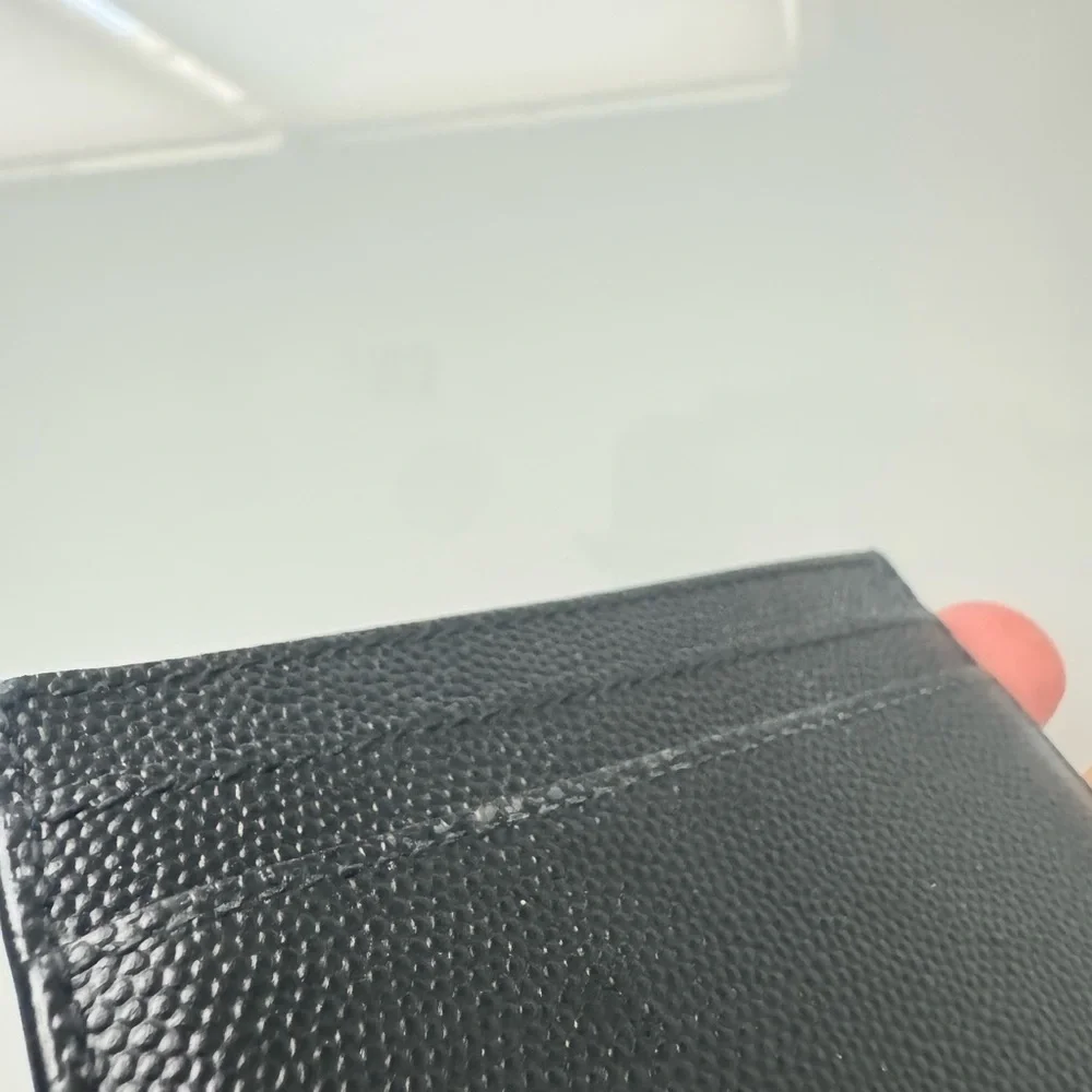 Leather Saint Laurent Black Caviar Calfskin Card Case YSL Box & Dustbag